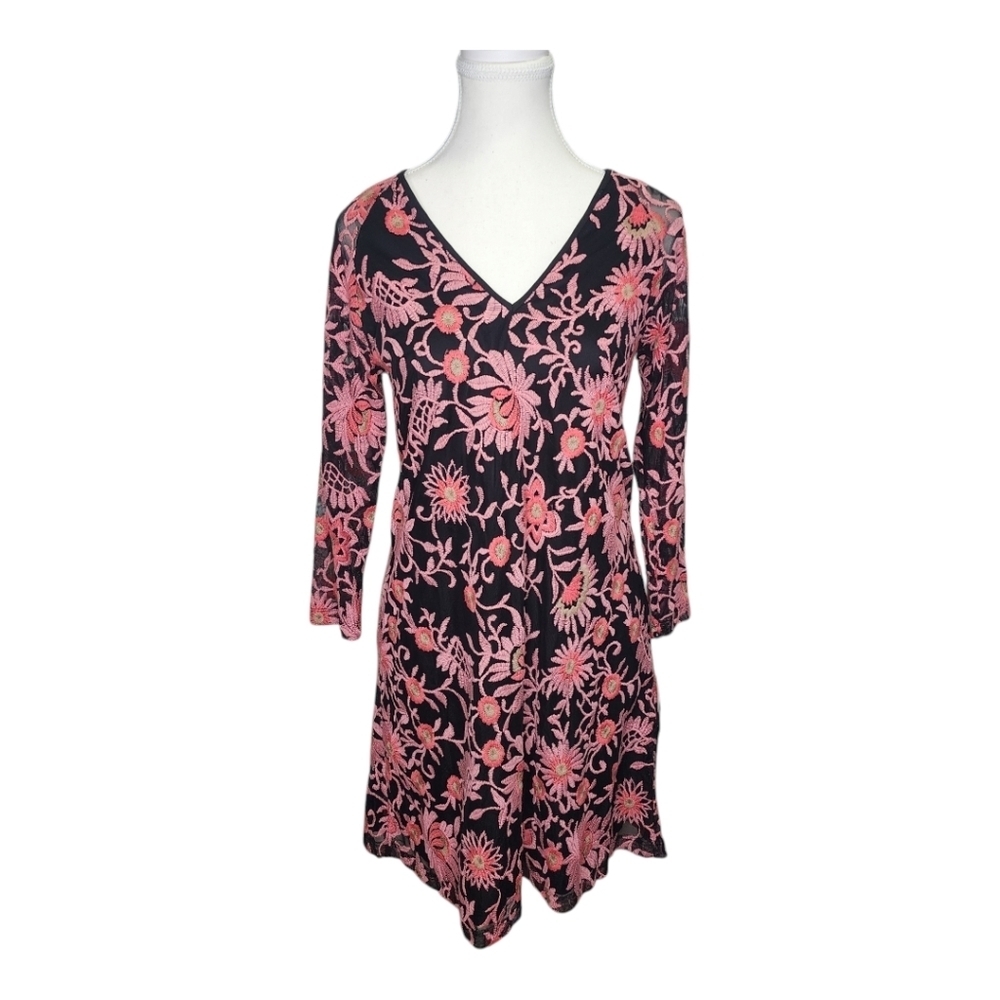 NWT Adrianna Papell Floral Marrakesh Embroidery Trapeze Cocktail Dress Size 4